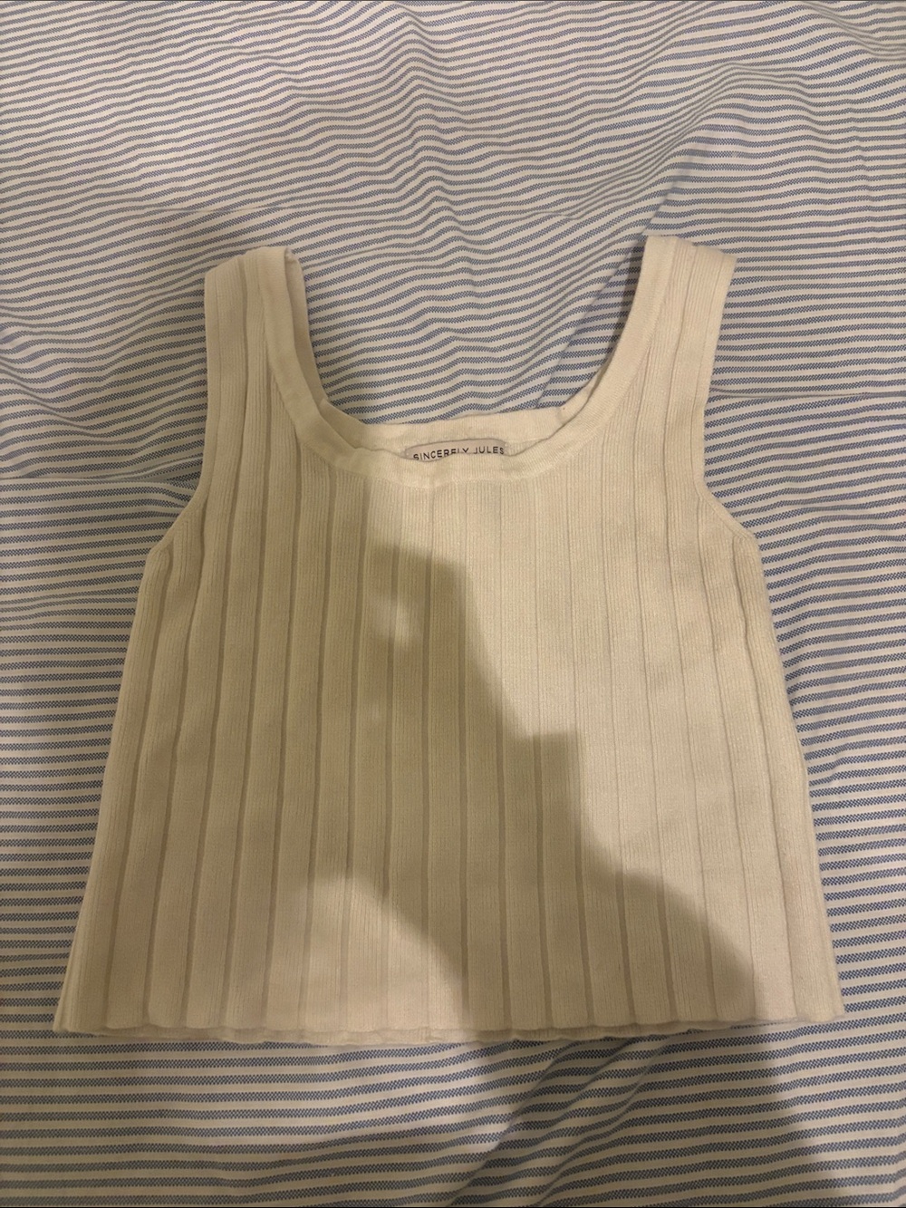 Sincerely Jules Ribbed Square Neck Tank Top in Cream